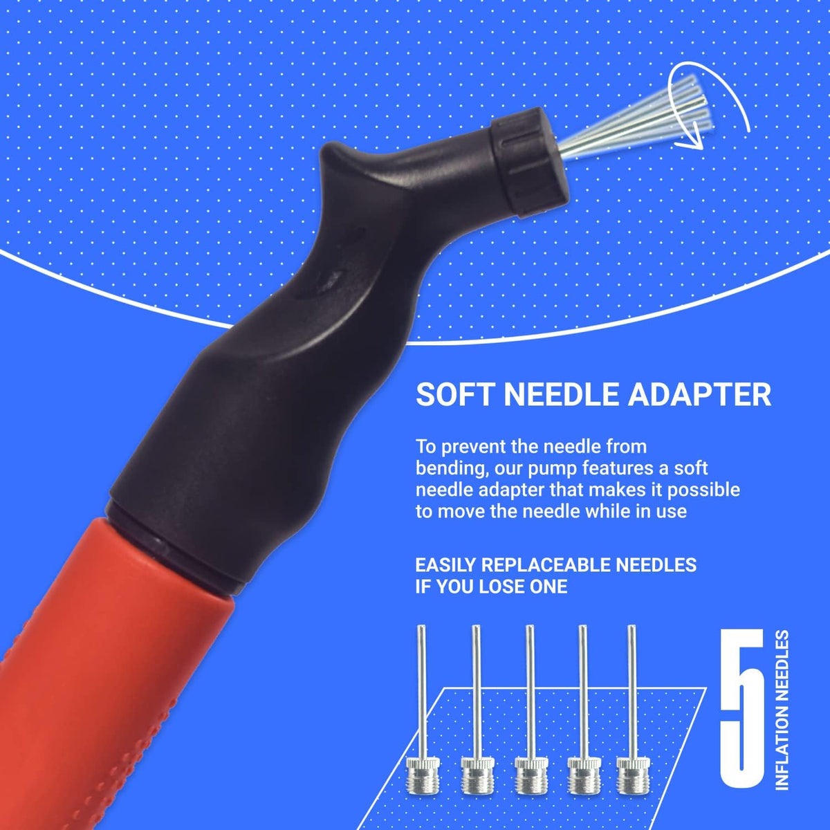 SPORTBIT Ball Pump for Sports Balls - Push & Pull Inflating System - Hand Pump for All Exercise Balls - Volleyball Pump, Basketball Inflator