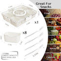 Snackle Box Container,Portable Snack Box 8 Compartment Divided Serving Tray with Lid and Handle,Clear Storage Organizer for Fruit Candy Nuts