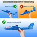 2 Pack LED Light Airplane,17.5" Large Throwing 2 Flight Mode Glider Plane,Flying Toy for Kids,Gifts for 3 4 5 6 7 8 9 Years Old Boy,Outdoor Sport