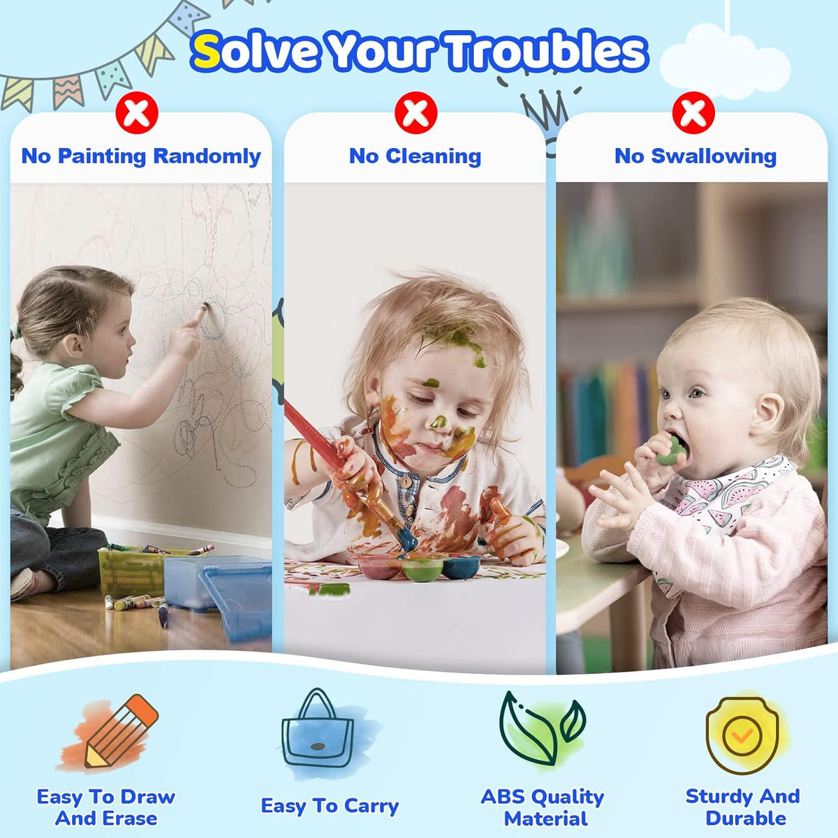 Kikidex Magnetic Drawing Board, Toddler Girl Toys for 1-2 Year Old, Doodle Board Pad Learning and Educational Toys for 1 2 3 Year Old Baby Kids