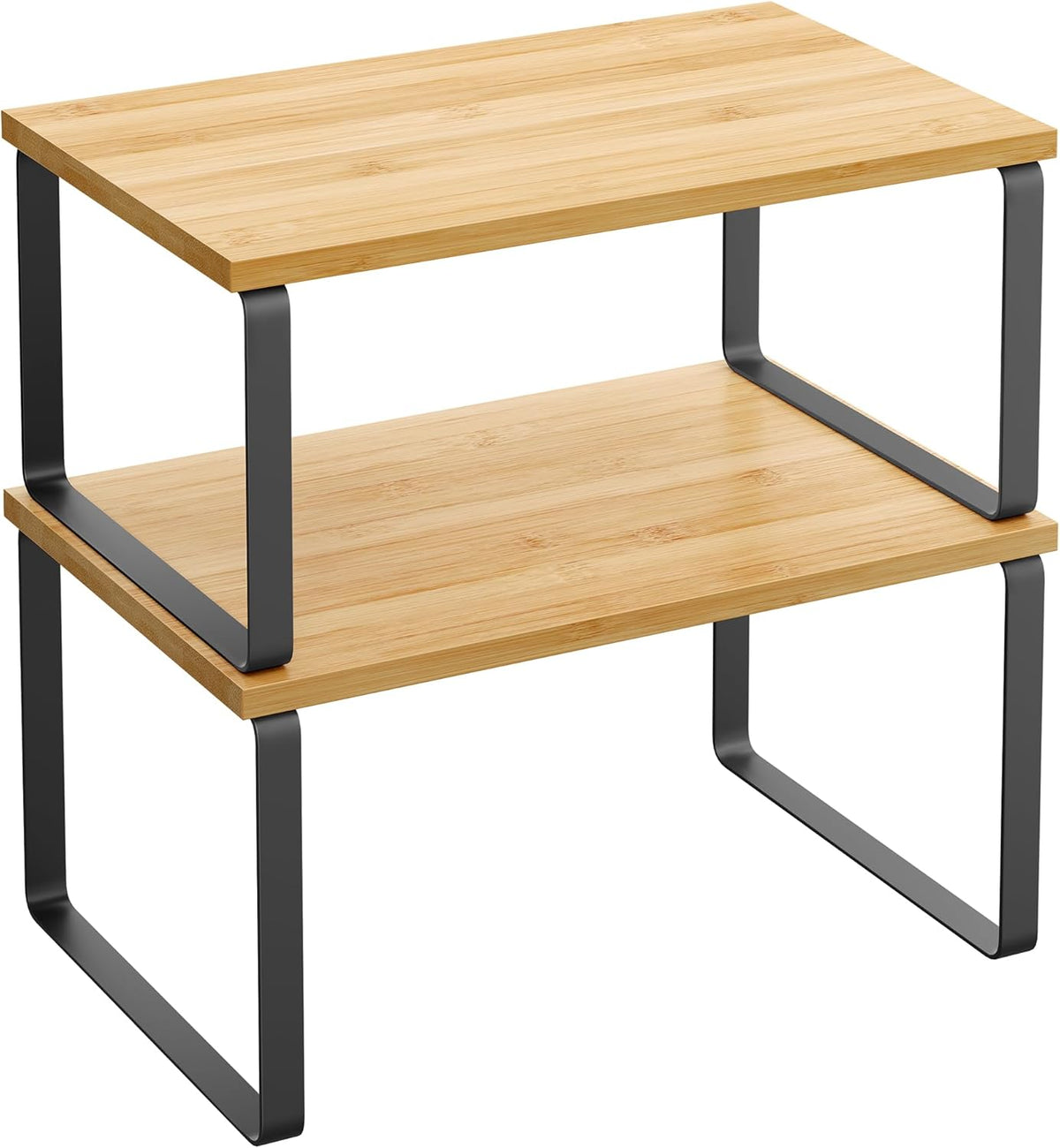 SONGMICS Cabinet Organizer Shelf, Set of 2 Kitchen Counter Shelves, Kitchen Storage, Spice Rack, Stackable, Expandable, Metal and Engineered Wood