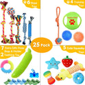 Dog Toys 25 Pack for Fun and Teeth Cleaning, Puppy Chew Toys Pack with Squeak Plush Toy,Squeaky Toy Balls,Tug of War and Rope Toys for Puppy to Small