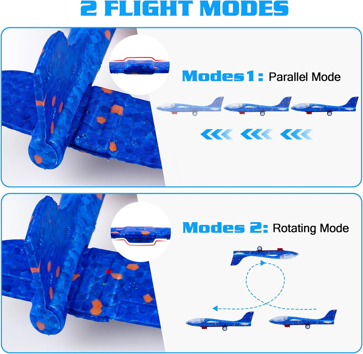 3 Pack Airplane Launcher Toys, 2 Flight Modes LED Foam Glider Catapult Plane, Outdoor Flying Toy for Kids, Birthday Gifts for Boy Girl 6+ Year Old