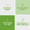 Comfy Package, [100 Count] Jumbo Plastic Smoothie Straws - 8.5" High - Assorted Colors