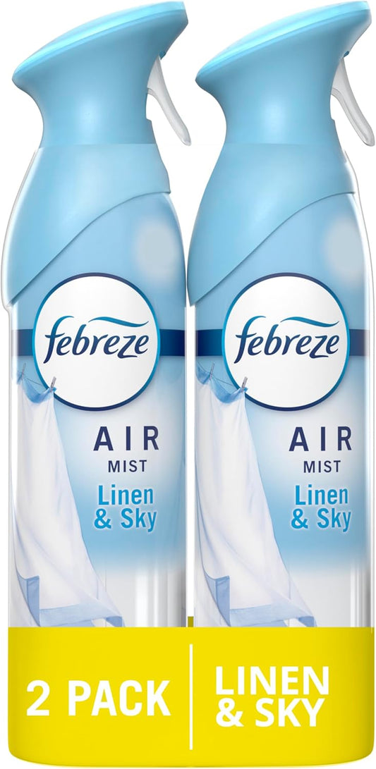 Febreze Air Mist Air Freshener Spray, Odor-Fighting Room Spray, Air Fresheners for Home and Bathroom and Kitchen, Aerosol Can, Linen & Sky Scent