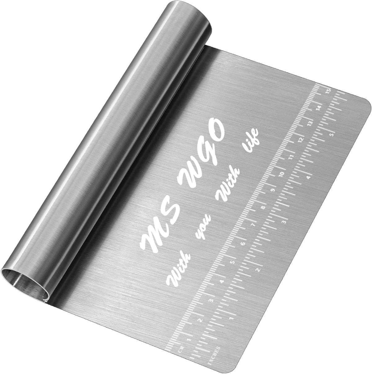 Pro Dough Pastry Scraper/Cutter/Chopper Stainless Steel Mirror Polished with Measuring Scale Multipurpose- Cake, Pizza Cutter - Pastry Bread