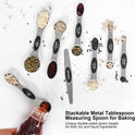 Magnetic Measuring Spoons Set Stainless Steel with Leveler, Stackable Metal Tablespoon Measure Spoon for Baking, Cups and Spoon Set Kitchen Gadgets