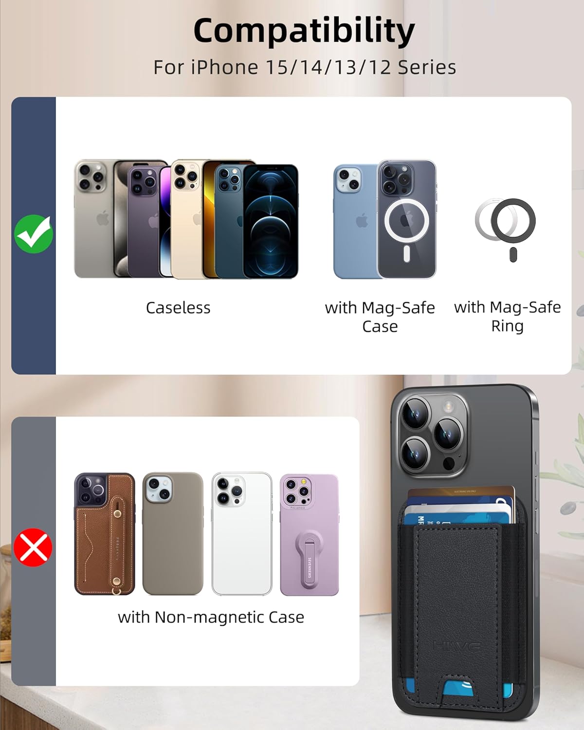 for MagSafe Wallet, Stronger Magnetic Wallet for iPhone 17/16/15/14/13/12 Series, 7 Cards Holder, Magnetic Phone Wallets, Vegan Leather Minimalist