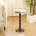 Round Side Table, Small Drink Table for Small Spaces, Modern Accent Nightstand with Solid Wood Leg for Living Room, Bedroom, Corners, and Office
