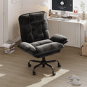 Bestier Cross Legged Office Chair, Criss Cross Chair with Adjustable Arms, 135° Reclining Velet Executive Chair with Wheels, Big and Tall Computer