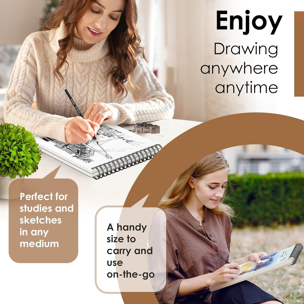 iBayam 9x12 Sketchbook, Spiral Bound Sketch Book for Kids, Teens Adults Artists Beginners, Drawing Supplies Art Supplies,100 Sheets (68lb/100gsm)