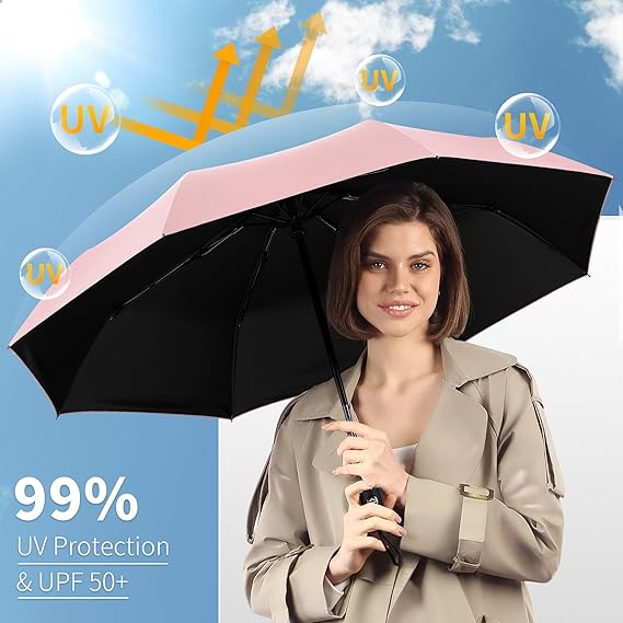 Seniny Windproof Travel Umbrella, Automatic Umbrellas for Rain, Portable & Compact Umbrellas for Backpack, Strong UV for Protection, Folding Small