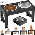 XIAZ Elevated Dog Bowls Large Breed Raised Dogs Bowl Stand Large/Medium Sized Dog 1L Food Water Bowl Stands 5 Heights Adjustable 9/11/12/14in Black