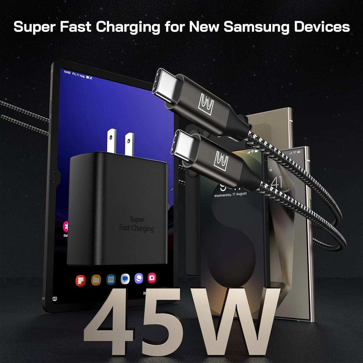 45W Super Fast Charger Type C, [2 Pack] 45 Watt USB-C Charger PD/PPS Wall Charging Block for Samsung Galaxy S25 Ultra/S25+/S25/S24/S23 Ultra/S23+/S22