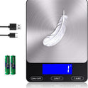 Food Scale -33lb Digital Kitchen Scale for Food Ounces Grams Rechargeable 304 Stainless Steel,Batteries and Type-C Charging | Perfect for Meal Prep
