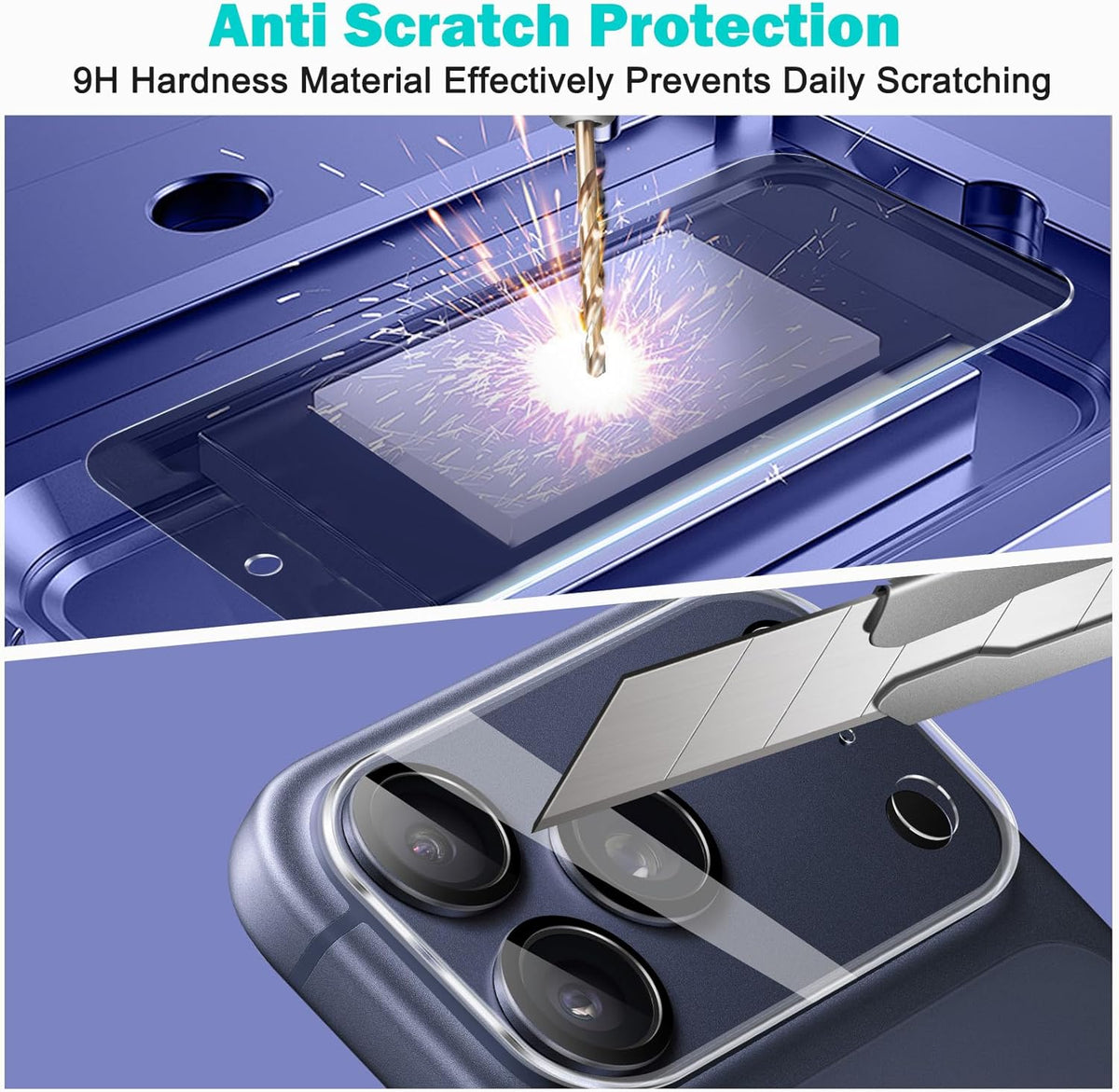 PEHAEL 3+3Pack for iPhone 17 Pro Max Privacy Screen Protector with Camera Lens Protector Full Coverage Anti-Spy Tempered Glass Film 9H Hardness Easy