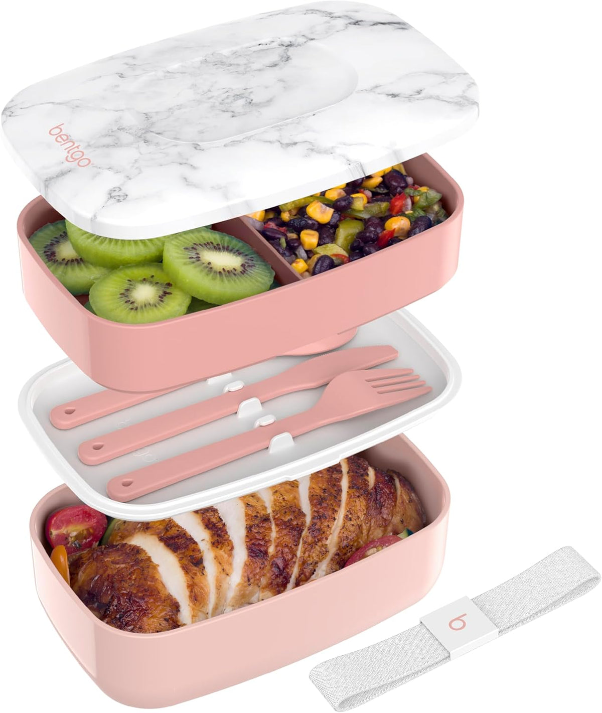 Bentgo Classic - Adult Bento Box, Stackable 3-Compartment Lunch Box with Removable Utensil Set and Sealing Strap, BPA-Free, Food Container