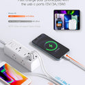 Power Strip Surge Protector - One Beat 6 Widely Outlets with 4 USB Ports (2 USB C), 5 Ft Extension Cord Flat Plug, Wall Mount Outlet Extender Small