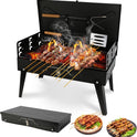 Portable Charcoal Grill Foldable BBQ Grill Kit - Compact Camping Grill for Outdoor BBQ, Cooking, Picnics, Beach, Backyard - Barbecue Accessories with