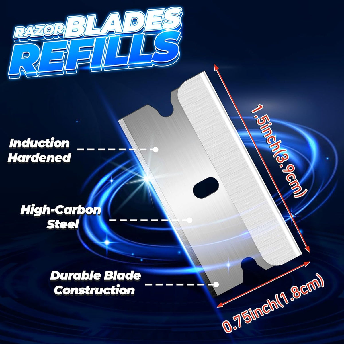 DIYSELF Single Edge Razor Blades, 100 Blades, Razor Blades Refiils for Razor Scraper, Utility Knife, Heavy Duty One Edge Blades, High Carbon Steel