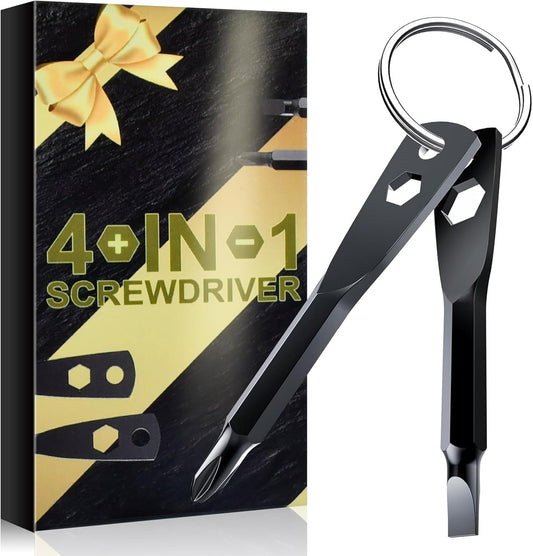 Stocking Stuffers for Men Adults - Gifts 4-in-1 Keychain Screwdriver Set for Teens Dad, Multi-functional Cool Gadgets Tools with Phillips and Slotted