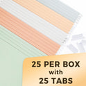 SUNEE 25 Count Hanging File Folders, Pastel Colors, Hanging File Folders Letter Size, Hanging Folders with 1/5-cut Tabs, Designed for Bulky Files