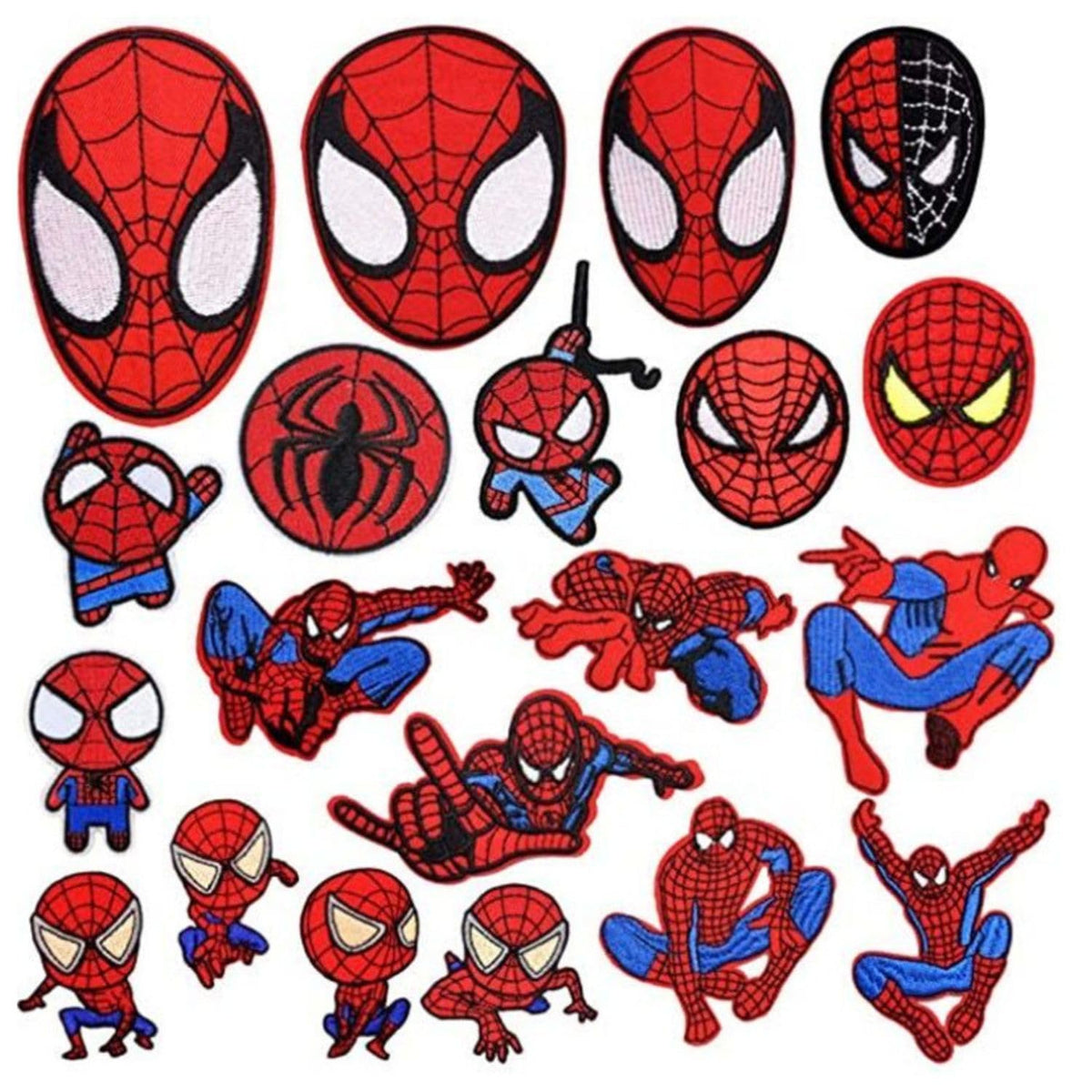 20pcs Cute Cartoon Spider Embroidered Iron On Patches, Anime Animals Sew On/Iron On Applique Embroidered Patches for T-Shirt, Jackets, Jeans