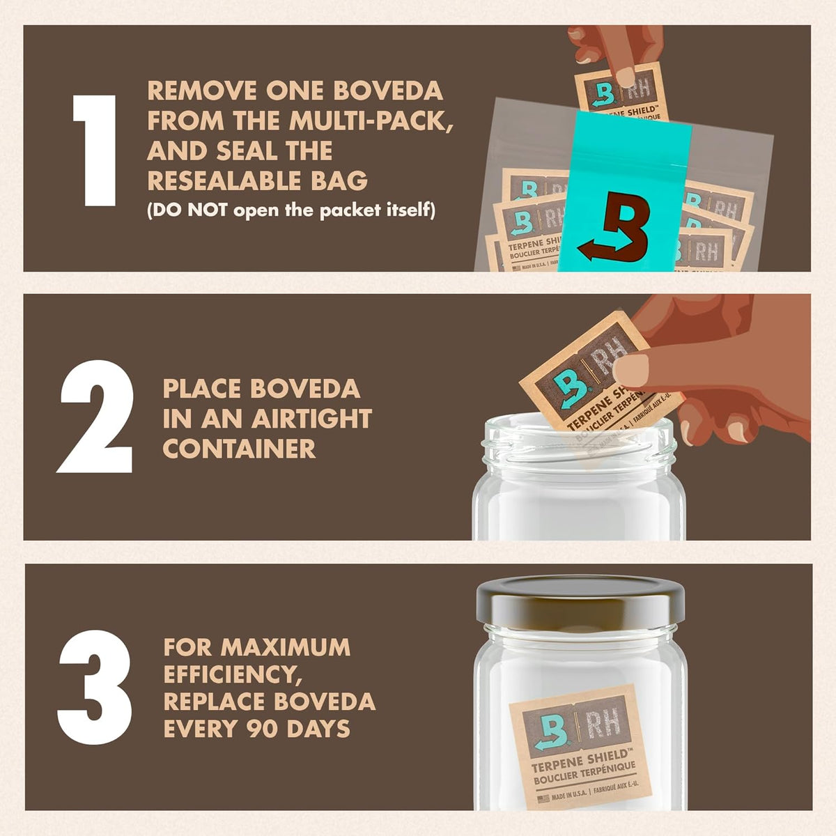 Boveda 62% Two-Way Humidity Control Packs For Storing ½ oz – Size 4 – 10 Pack – Moisture Absorbers for Small Storage Containers – Humidifier Packs