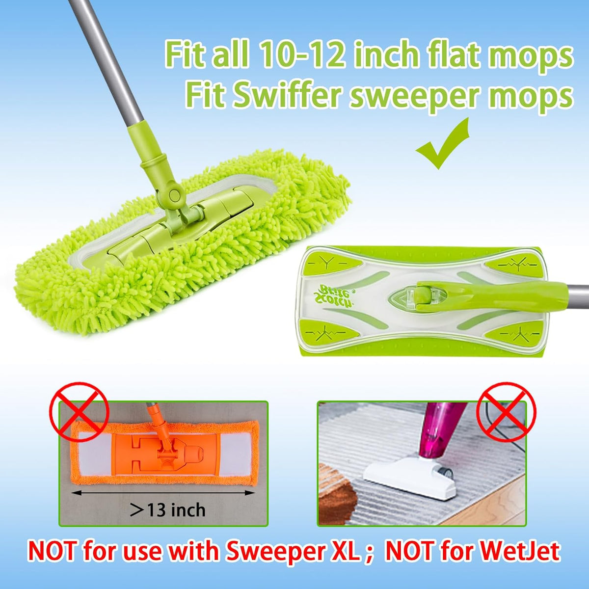 Reusable Dry Sweeping Cloths Microfiber Wet Mop Pads Compatible with Swiffer Sweeper Mop Replacement Sweeping Mopping pad Refills for Hardwood