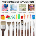 25pcs Paint Brush Set, Fuumuui Acrylic Paint Brushes, Professional Artist Series with Wide Flat, Filbert, Fan, Dagger, Cat Tongue, Round, Angle
