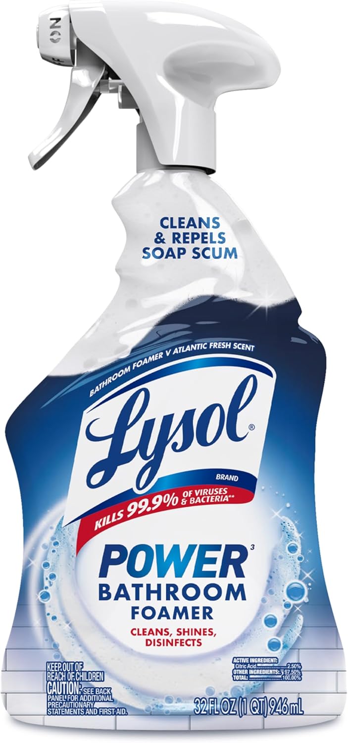Lysol Power Foaming Bathroom Cleaner, Multipurpose Cleaner For Showers, Bathtubs, Sinks, Disinfectant Spray Kills 99.9% Of Germs, Zero Bleach