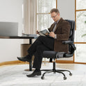 Executive Office Chair with Flip-up Armrests,Ergonomic Computer Desk Chairs,Mid-Tall Back Leather Office Chair 400 Lbs,Lumbar Support Swivel PC Chair