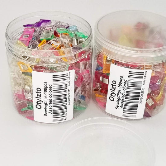 Sewing Clips, 100 Pcs with Plastic Box, Premium Quilting Clips for Supplies Crafting Tools, Assorted Colors Plastic Clips for Crafts,Sew Clip,Sew