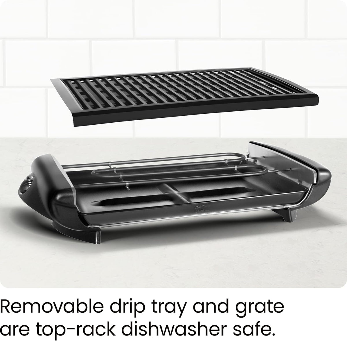Chefman Electric Smokeless Indoor Grill w/ Non-Stick Cooking Surface & Adjustable Temperature Knob from Warm to Sear for Customized BBQing