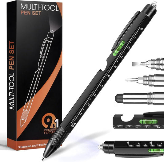 Gifts for Men, Mens Valentines Day Gifts for Him Husband, 9 in 1 Multitool Pen, Cool Tools Gadgets Birthday Stocking Stuffers for Men, Fathers Day