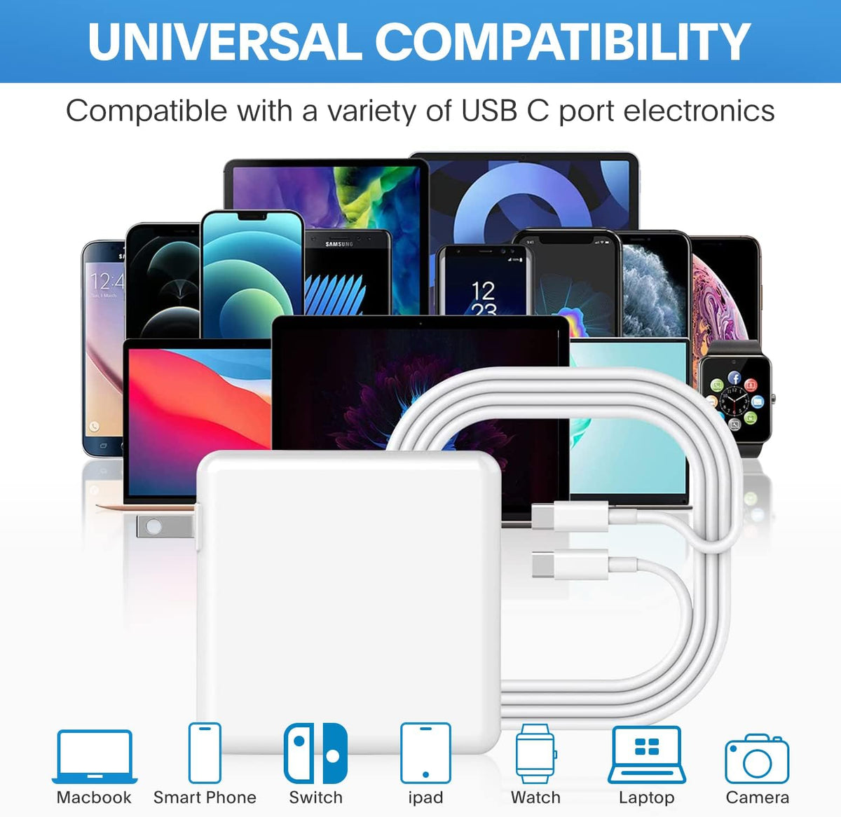Mac Book Pro Charger - 118W USB C Charger Fast Charger Compatible with MacBook pro/Air, M1 M2 M3 M4 M5, ipad Pro, Samsung Galaxy and More, Include