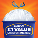 Hefty Strong White 13 Gallon Trash Bags with Drawstrings, Unscented Tall Kitchen Trash Bags, Resists Leaks, Punctures, and Tears, Durable Closure