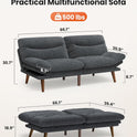 Pipishell Convertible Futon Sofa Bed,66" Corduroy Futon Couch with Adjustable Backrest and Armrests, Recliner Sleeper Sofa for Small Spaces, Play