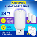 2 Flying Insect Traps & 2 Cartridges - Compatible with M364A Refill - Plug in Fruit Fly Trap for Indoor - Bug Catcher for Gnats, House & Fruit Flies