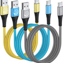 USB C Cable 10FT 3Pack Fast Charging Nylon Braided Long Type C Charger Cable for Samsung Galaxy S24 S23 S22 S21 S10 S9 S8 A02s A03s A11 A12 A13 A14