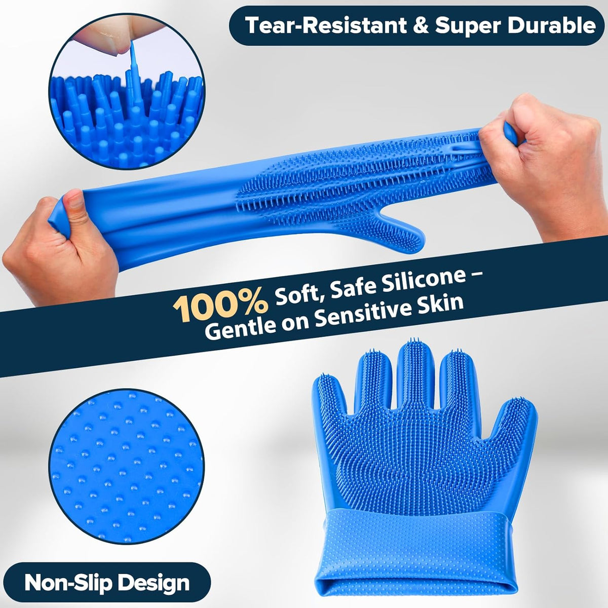 6PCS Pet Grooming Kit for Dogs,Cats and Horses | Dog Washing Gloves | Dog Bath Brush | Dog Bath Gloves | Dog Shampoo Brush | Pet Grooming Gloves
