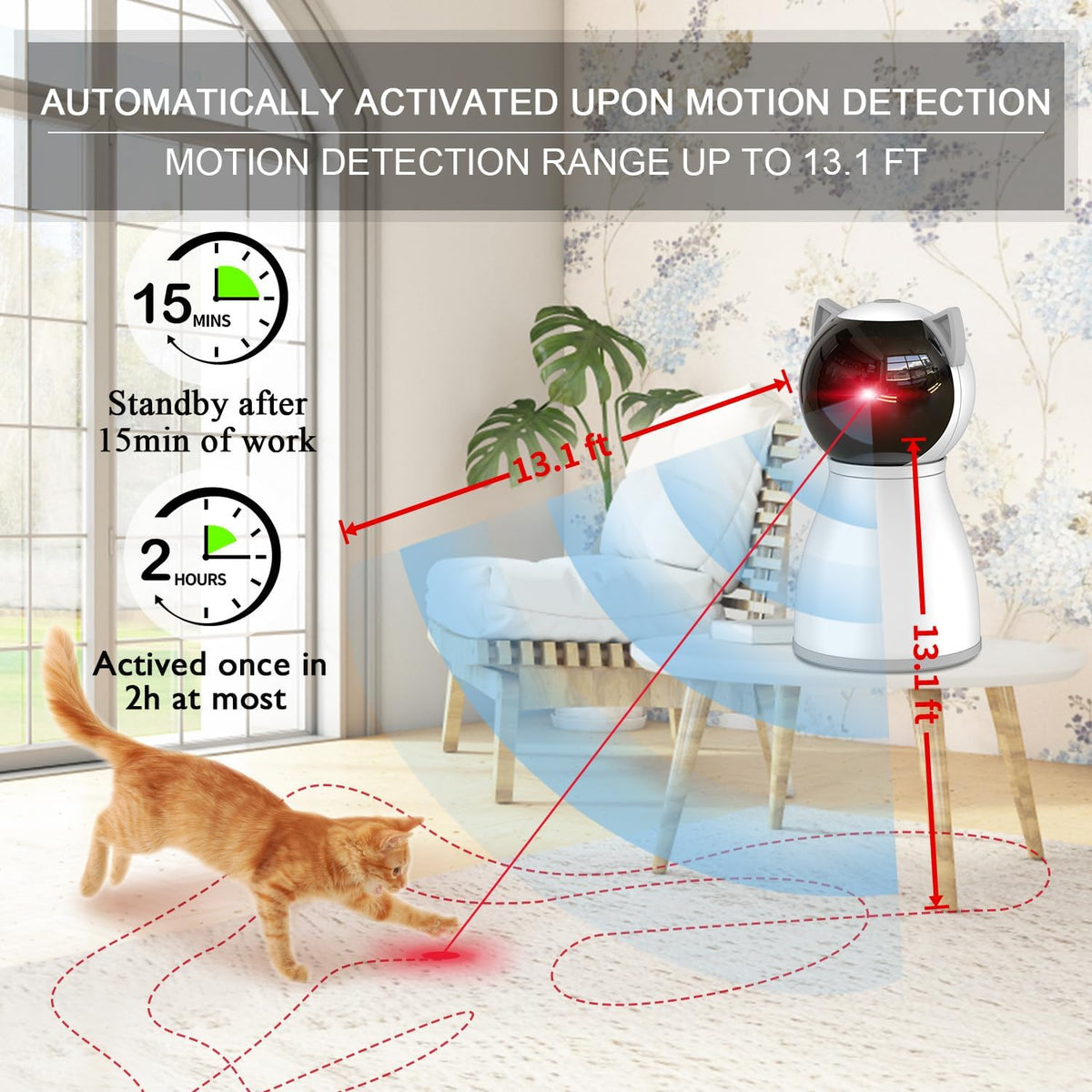 YVE LIFE Laser Cat Toys for Indoor Cats,The 4th Generation Real Random Trajectory Motion Activated Rechargeable Automatic Cat Laser Toy,Interactive