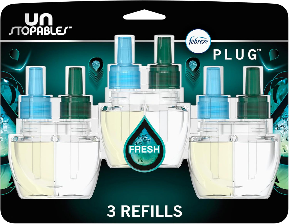 Febreze Plug in Air Freshener, Odor-Fighting Scented Oil Refill, Air Fresheners for Home and Bathroom and Kitchen, Long Lasting for Strong Odors