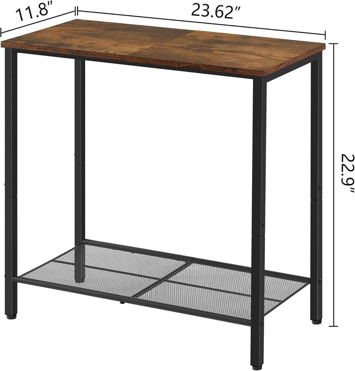 Hoctieon 2 Tier End Table, Sofa Side Table, Narrow Side Table with Storage, Slim Nightstand for Small Spaces, Metal Frame, for Living Room, Bedroom