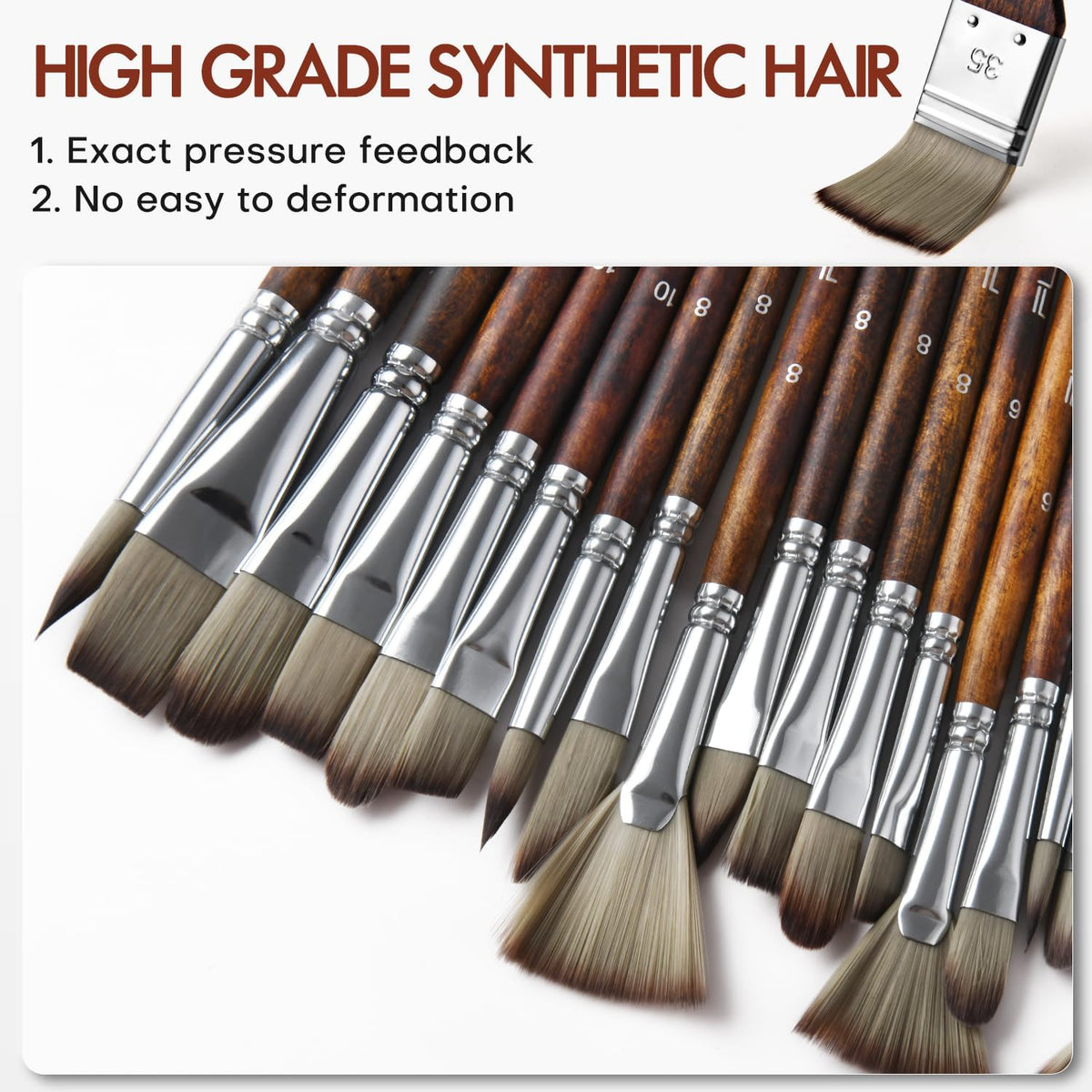 25pcs Paint Brush Set, Fuumuui Acrylic Paint Brushes, Professional Artist Series with Wide Flat, Filbert, Fan, Dagger, Cat Tongue, Round, Angle