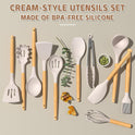 Umite Chef Kitchen Cooking Utensils Set, 33 pcs Non-Stick Silicone Cooking Kitchen Utensils Spatula Set with Holder, Wooden Handle Silicone Kitchen