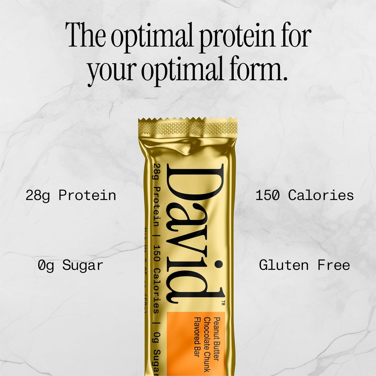 David High Protein Bars No Sugar - Sugar Free Protein Bars, Low Carb, Gluten Free - 28g of Protein, 150 Calories - David Bar On-The-Go Snack - Peanut