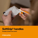 Fiskars Micro-Tip Spring Assisted Scissors, Precision Cutting Stainless Steel Blades, Comfort Handle, Cut Details in Fabric, Sewing Scissors and Arts