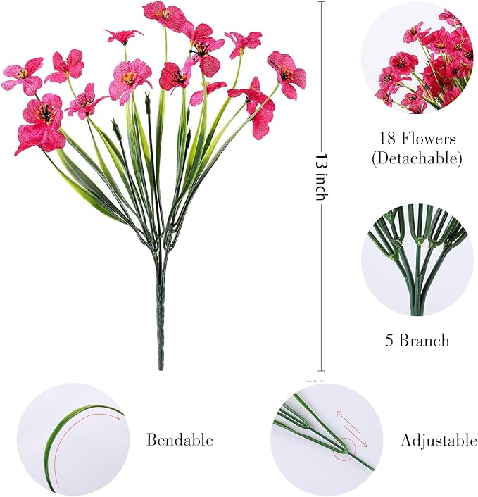 24 Bundles Artificial Flowers for Outdoor,No Fade Fake Plastic Flowers Faux Plants for Decoration Hanging Planters Indoor Outside Garden Porch Window Box Home Wedding Farmhouse - Cart Shape