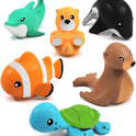 Tub Works® Marine™ Mold Free Bath Toys, 6 Pack | Sealed, No Hole Bath Toys Design Keeps Moisture Out | Soft, Squeezable & Float on Water | Easy-Grip